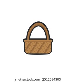 traditional bucket in outline flat vector design.