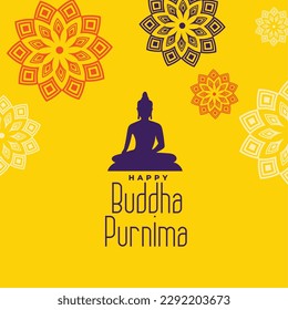 traditional buddha purnima yellow background for devotion and worship vector