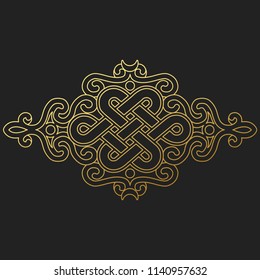 Traditional Buddhist Symbol Of Luck On Black Background.Vector Illustration