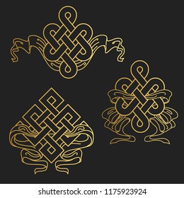 Traditional buddhist symbols of luck. Vector illustration