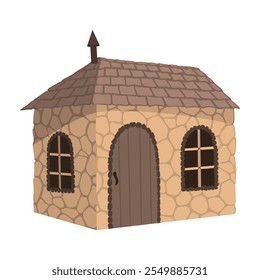 Ícone de edifício tradicional. Autêntico desenho animado rural home vetor ilustração. Cabana típica da aldeia, design de casa rural isolado no branco