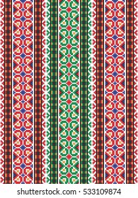 Traditional Bukovina folk art ethnic ornament-pixel pattern
