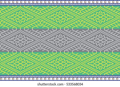 Traditional Bukovina folk art knitted embroidery ethnic pattern.