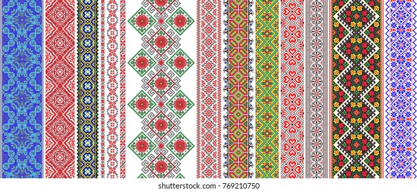 Traditional Bukovina folk art knitted embroidery pattern.