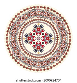 Traditional Bulgarian embroidery design element over white background