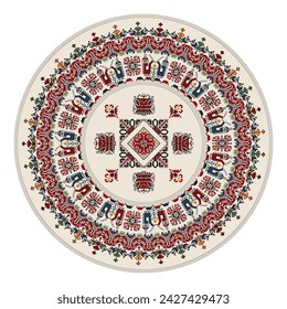 Traditional Bulgarian embroidery design element over white background