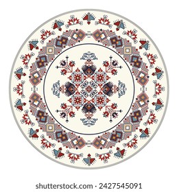 Traditional Bulgarian embroidery design element over white background