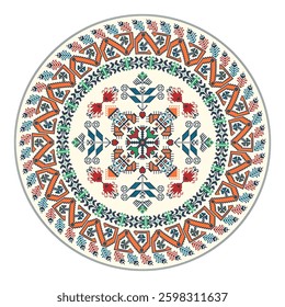 Traditional Bulgarian embroidery design element over white background