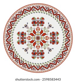 Traditional Bulgarian embroidery design element over white background