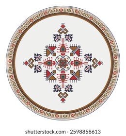 Traditional Bulgarian embroidery design element over white background