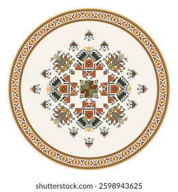 Traditional Bulgarian embroidery design element over white background