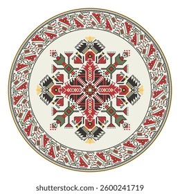 Traditional Bulgarian embroidery design element over white background