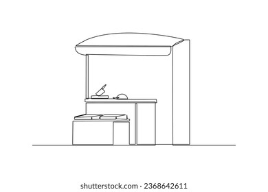 Traditional butcher, Concept of traditional market, simple line market. Black and white design of traditional market. Vector illustration.