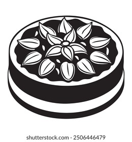 Traditional cake with pecans as the main ingredient. Vector illustration.