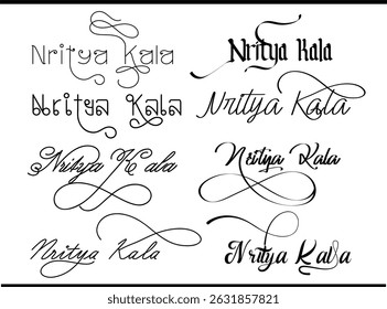 Traditional Calligraphy Logo for ‘Nritya Kala’ – Elegant Script Monogram Design for Classical Arts