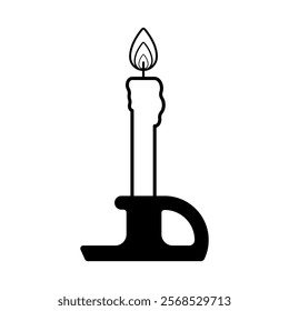 traditional candle holder with a lit candle vector illustration