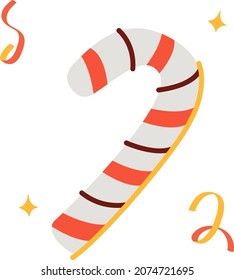 Traditional candy cane stick isolated on white. Christmas and New Year holiday symbol. 
