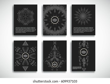 Traditional cards design . Asian Mandala style . Geometric pattern . Motion wallpaper element. For paper art , brochure , poster, booklet, visit card, flyer or banner. Abstract Vector Illustration.