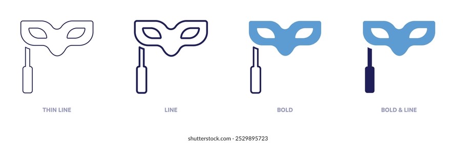 Traditional carnival mask icon in 4 different styles. Thin Line, Line, Bold, and Bold Line. Duotone style. Editable stroke.