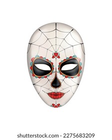 Traditional carnival mexican mask for celebrating day of dead realistic vector illustration