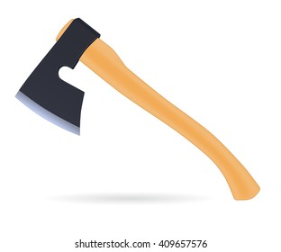Traditional carpenters axe, vector illustration isolated on white