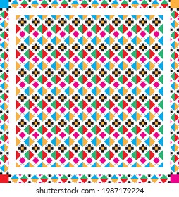 Traditionelles Teppichdesign und bunter Vectordesign