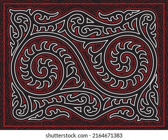 Traditional carving art that is usually carved on the walls of the Batak tribe's house, called the Batak gorga art, North Sumatra, Medan, Indonesia