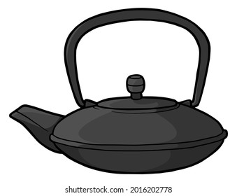 Traditional cast iron teapot. Black teapot for the Asian tea ceremony. 