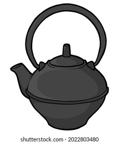 Traditional cast iron teapot. Black teapot for the Asian tea ceremony. 