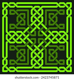 Traditional celtic christian ornate. Knitted cross within a square.