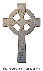 Traditional Celtic Cross as one of the symbols of St. Patrick's day and Christianity in Ireland. Drawn in realistic style and isolated against white background. EPS8 vector illustration.