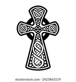 Cruz celta tradicional con ilustración vectorial de ornamento