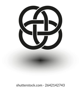 Traditional Celtic knot. Black vector symbol with smooth interlacing.
