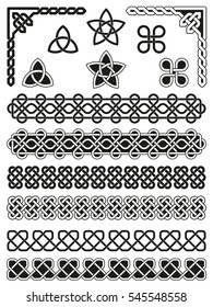 Traditional Celtic knotted, weaved and braided elements with borders, corners and embellishments