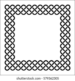 Traditional celtic style braided knot frame, black isolated on white.