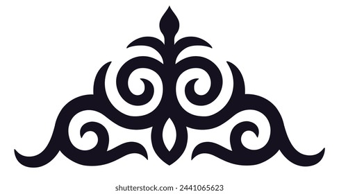 Traditional Central Asian (Kazakh, Kyrgyz, Uzbek) ornament element. Black and white vector design.