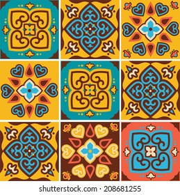 Traditional ceramic tiles patterns , vector illustration