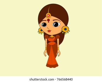 traditional character girl with sari   