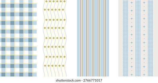 Traditional checkered and striped backgrounds for fabric and textile