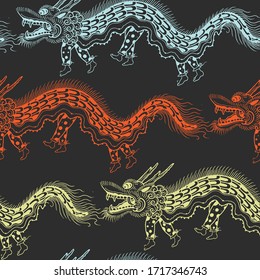 Traditional China Dragon seamless pattern in vector.
