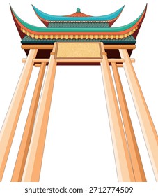 Ilustración vectorial de puerta arquitectónica china tradicional