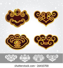 Traditional Chinese art pattern icon set 1