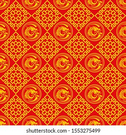Traditional Chinese Asian frame pattern. Red wallpaper pattern in oriental style. Seamless pattern. Ornament in Asian style. Vector image
