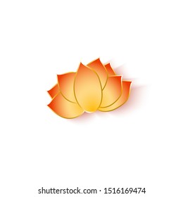 Traditional Chinese, Asian and Oriental flower for ornament in red and gold color. Isolated vector illustration of a Chinese flower icon.