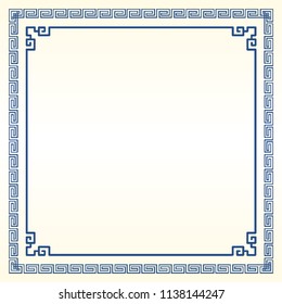 Traditional Chinese Blue Porcelain And White Jade Colors Background, The Great Wall Frame