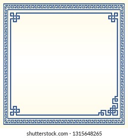 Traditional Chinese Blue Porcelain And White Jade Colors Background, The Great Wall Frame 