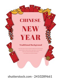 Traditional chinese border design, chinese frame, Chinese lunar new year elements Chinese New Year festive design, vector illustration.