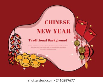 Traditional chinese border design, chinese frame, Chinese lunar new year elements Chinese New Year festive design, vector illustration.
