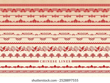 Fronteras tradicionales chinas, rine rojo, diseños de estilo chino,