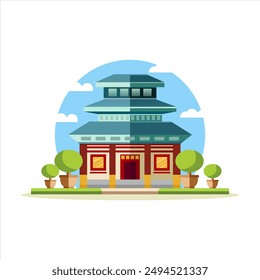 Traditional Chinese Building Illustration using modern style vector view